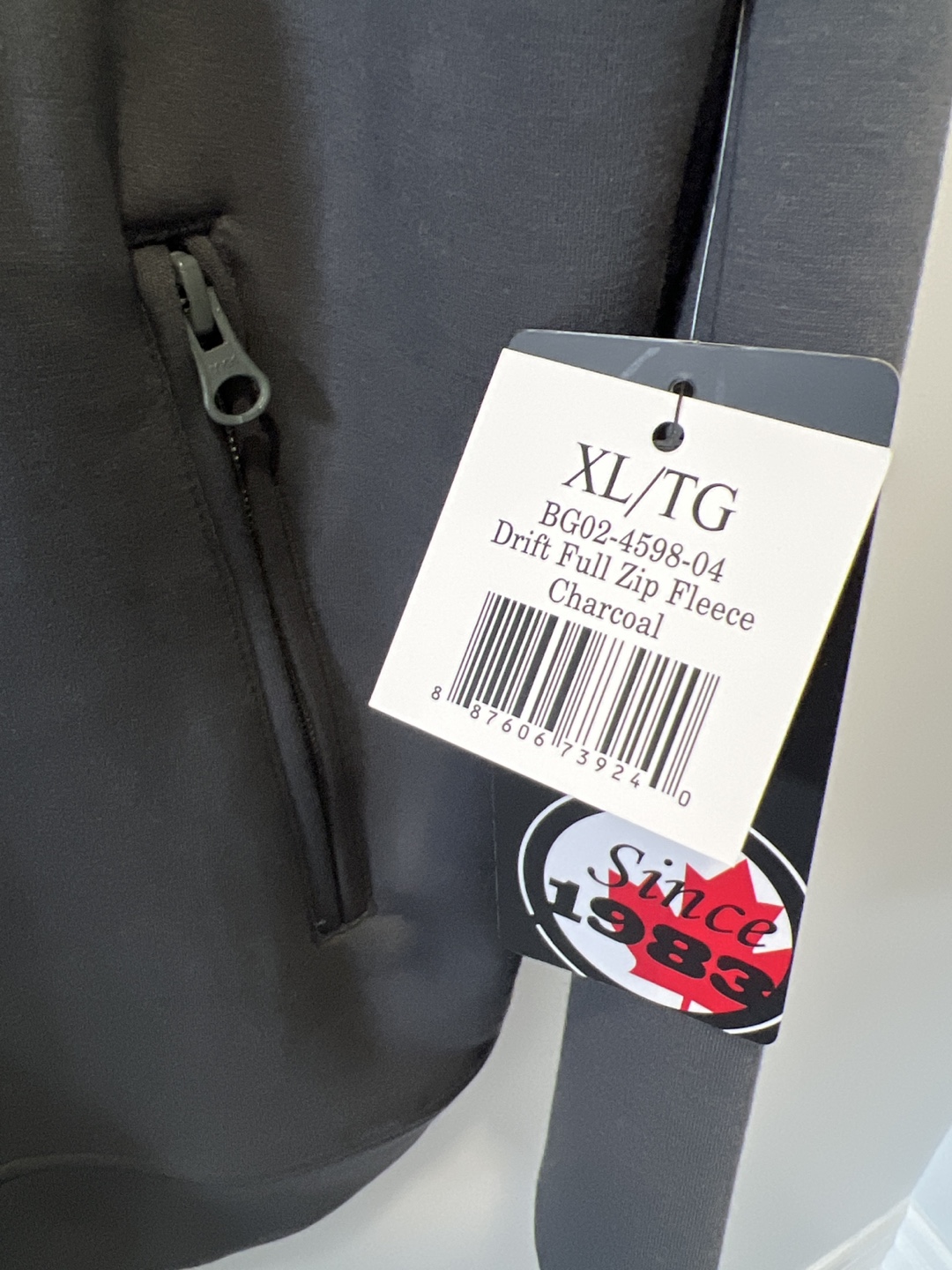 NEW Drift Full Zip Fleece Jacket - XL/TG Charcoal - photo 3