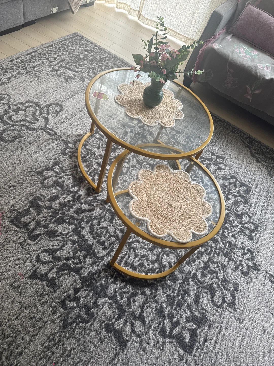 Nesting Coffee Tables with Glass Tops
