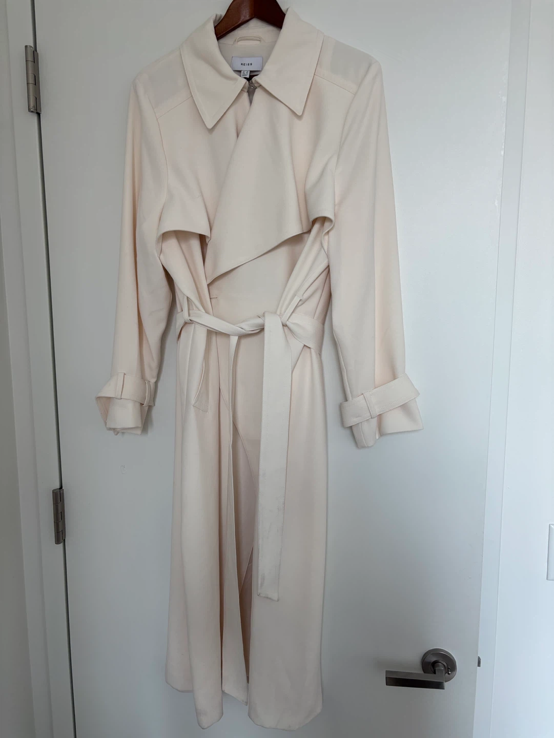 REISS Etta Trench Coat - Cream - UK 10