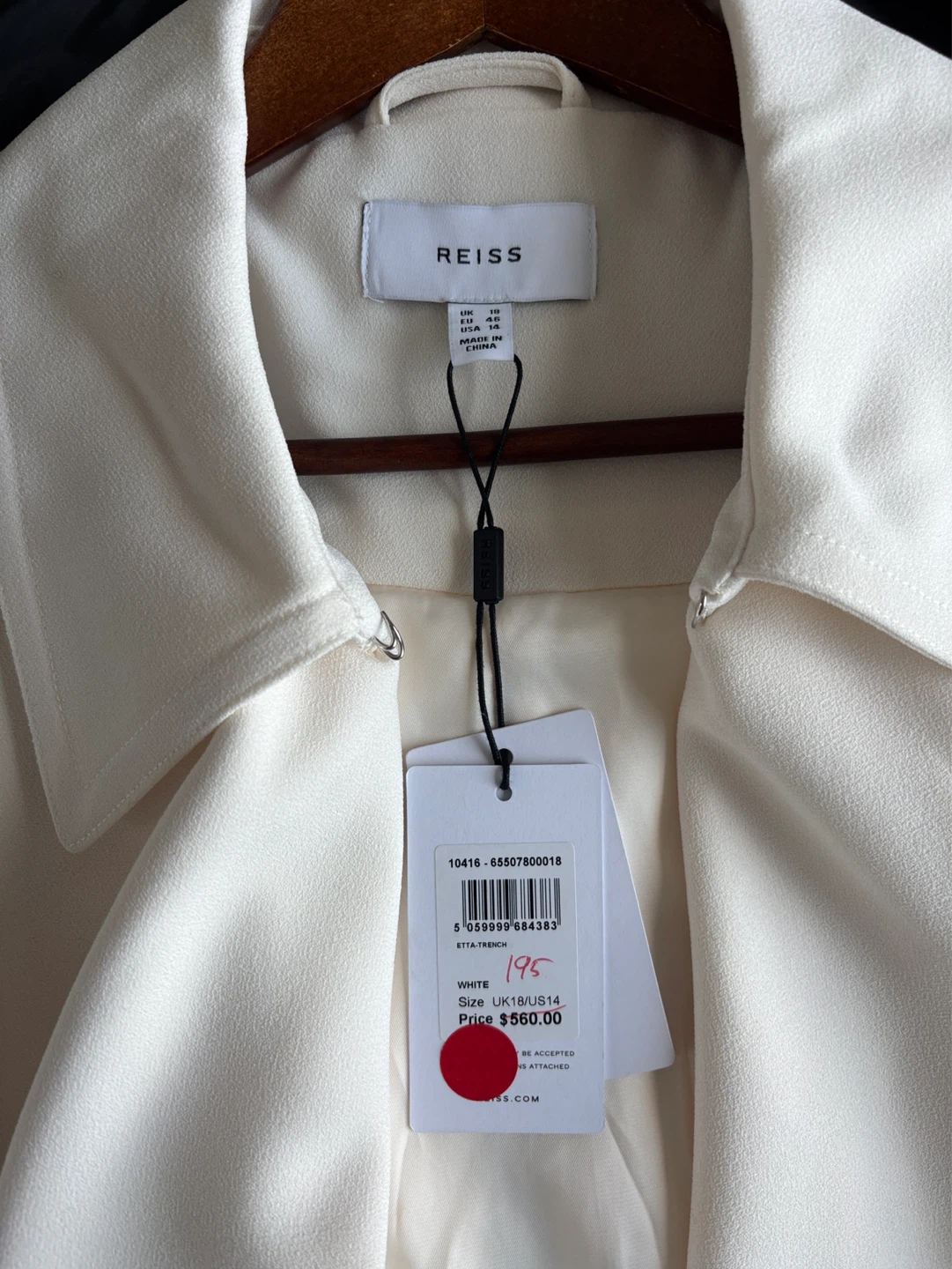 REISS Etta Trench Coat - Cream - UK 10 - photo 5