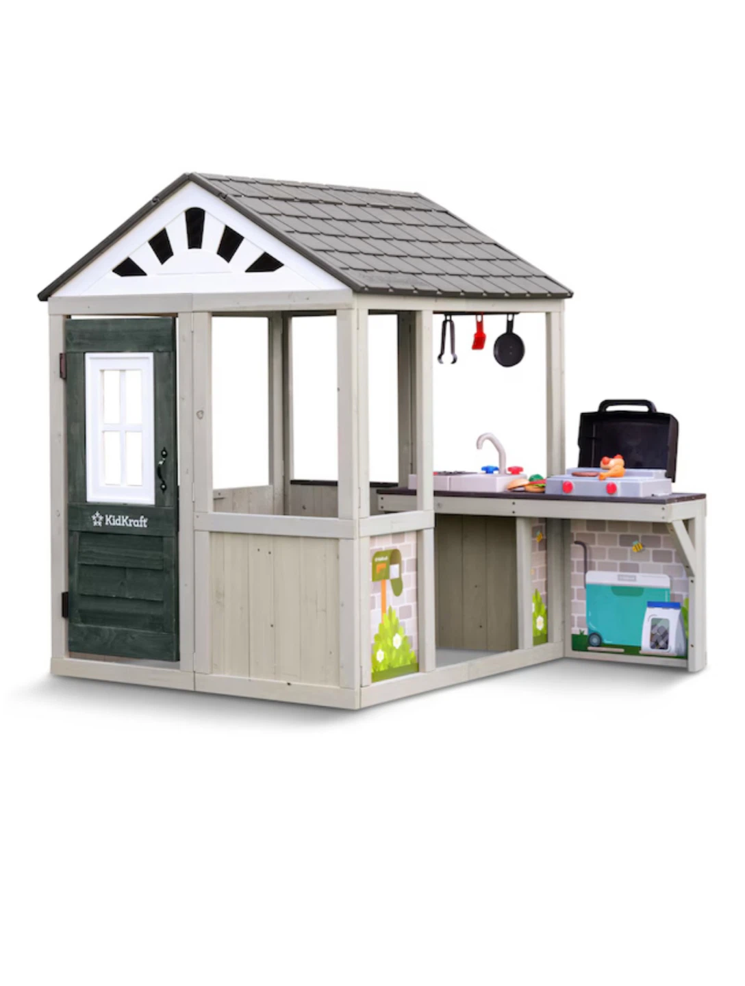 New KidKraft Wooden Patio Party Playhouse w/ 11 Play Food Pieces