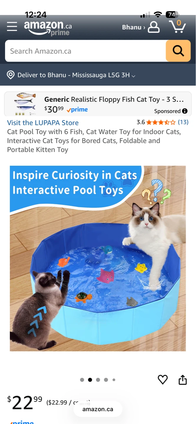 Cat Dog Pool Toy with 6 Fish Toys - photo 2