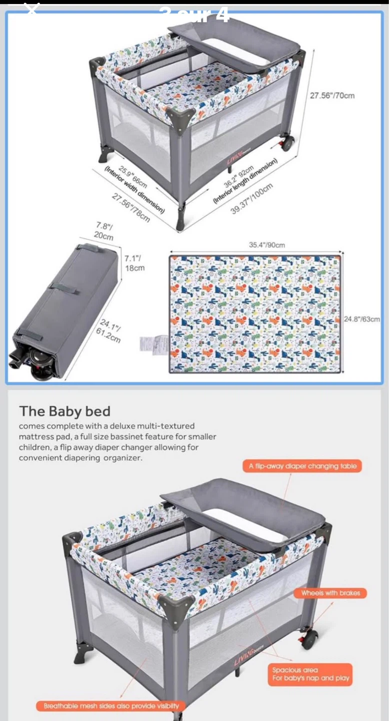 LIVINGbalance Playpen with Changing Table and Mobile - photo 3