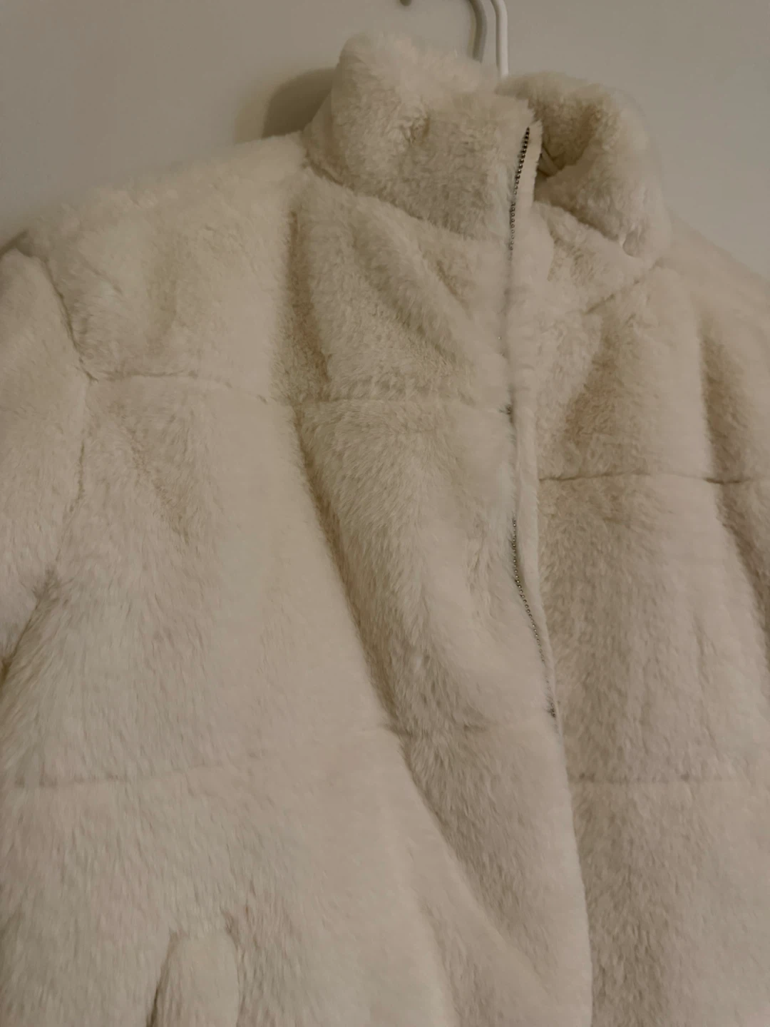 Cream Faux Fur Puffer Jacket - photo 2