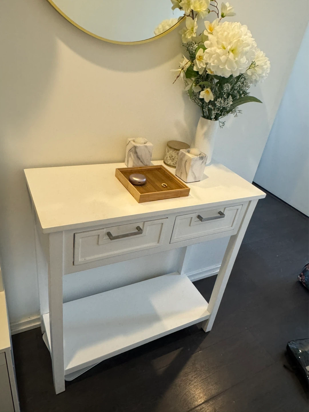 White Console Table with Drawers and Shelf - photo 2