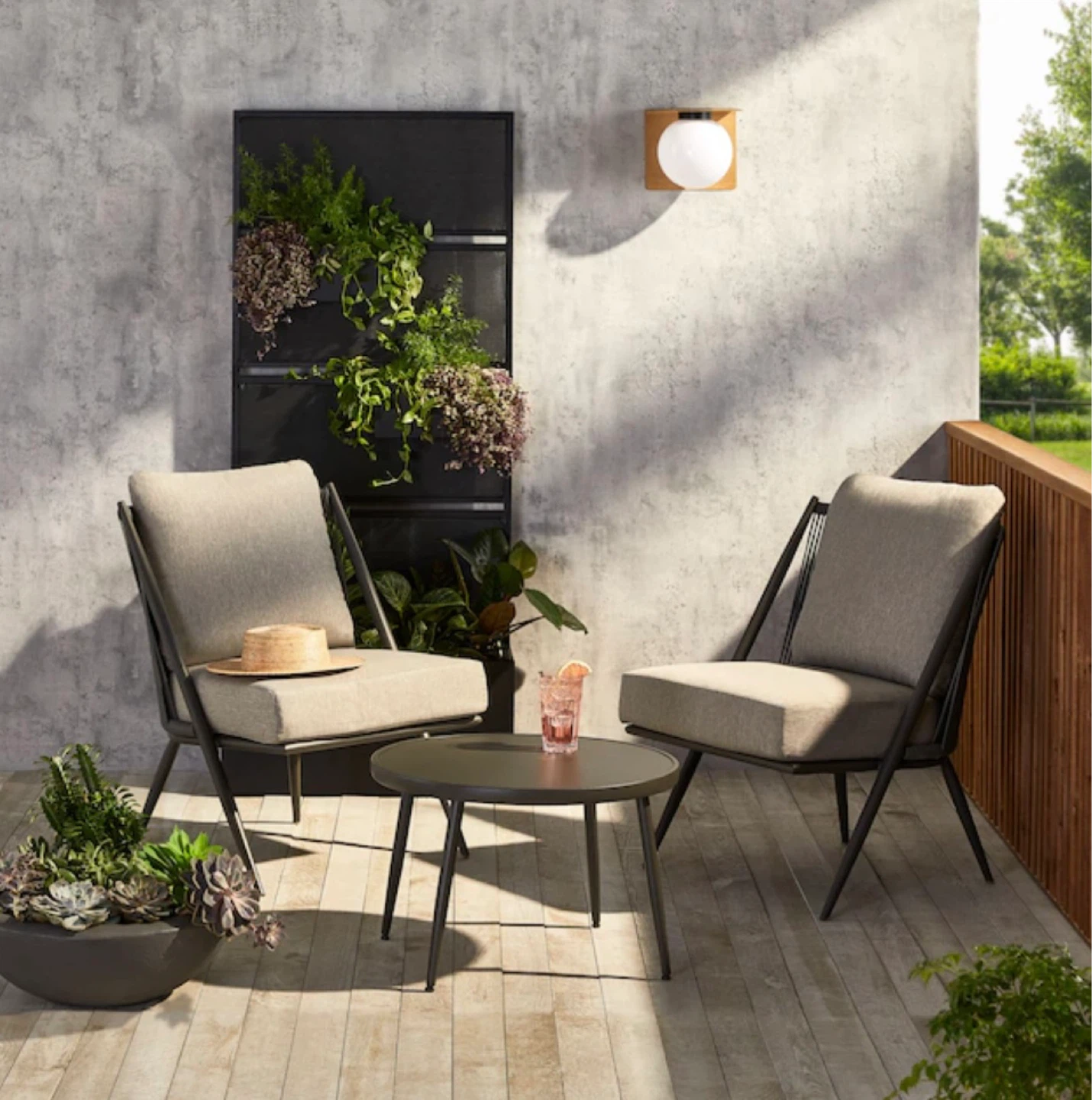 New CANVAS Nero Steel Frame Outdoor Set,3-pc