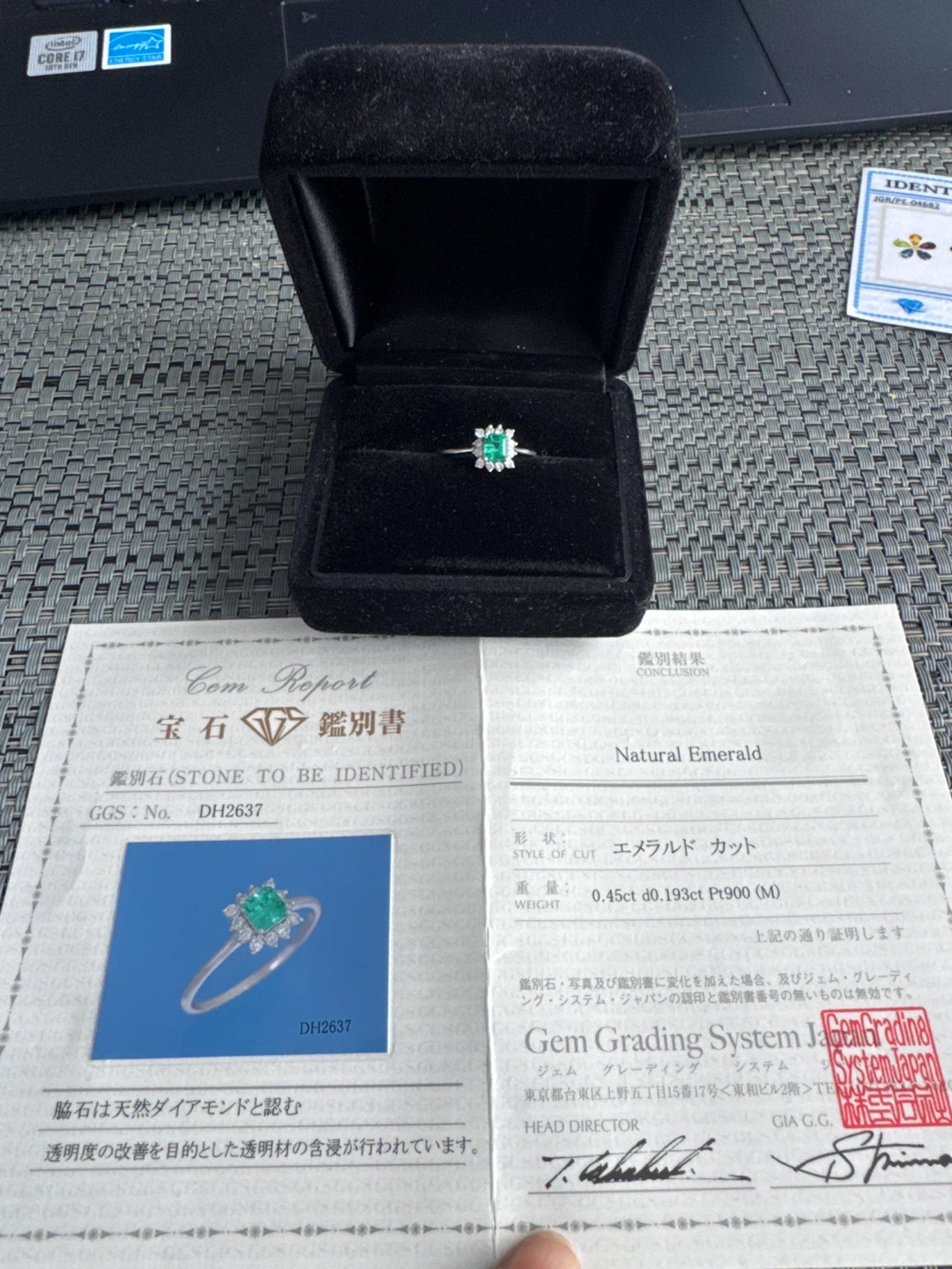 Natural Emerald Diamond Ring Platinum PT900 - photo 2