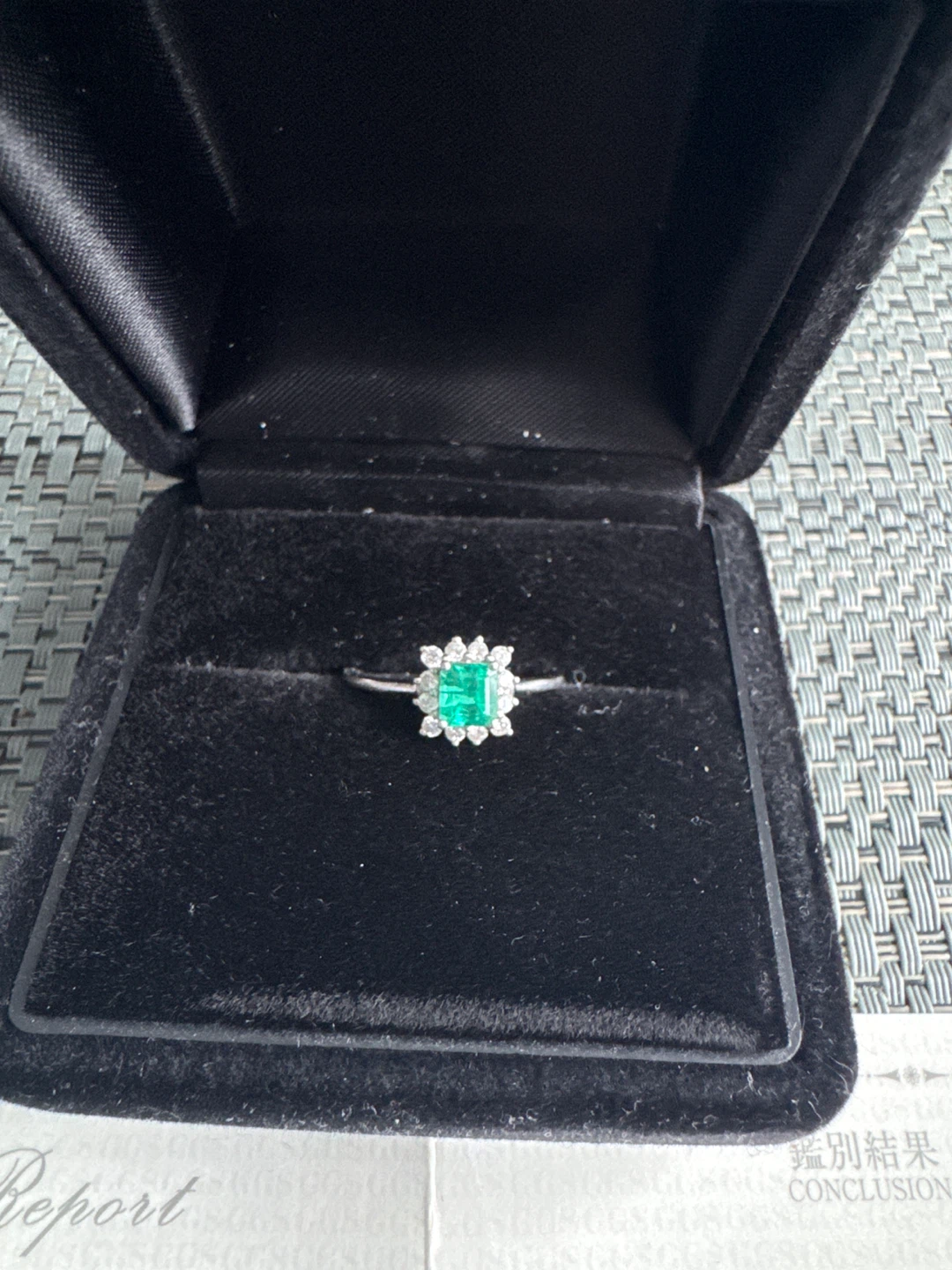 Natural Emerald Diamond Ring Platinum PT900