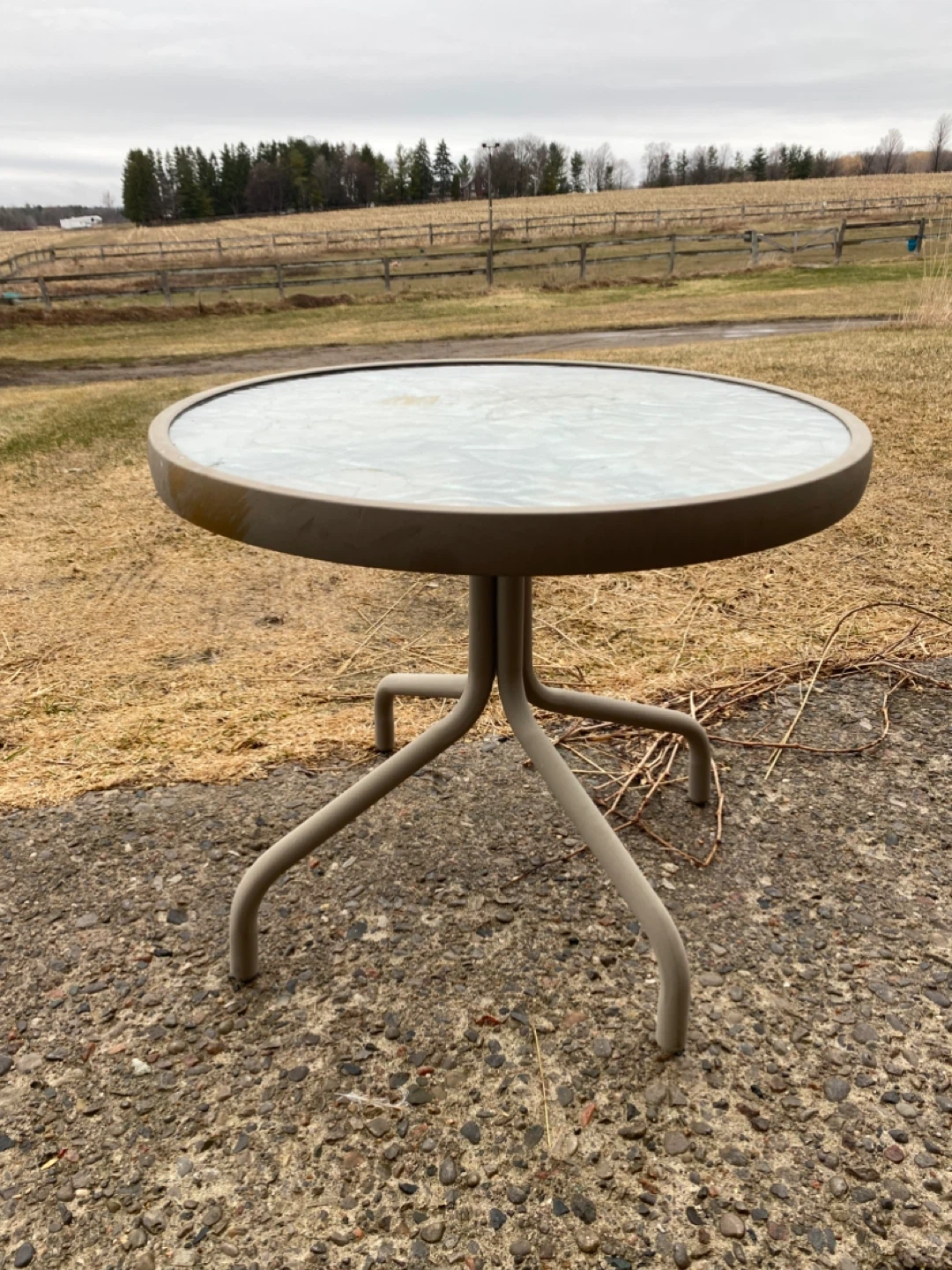 Round Glass Top Patio Side Table - photo 2