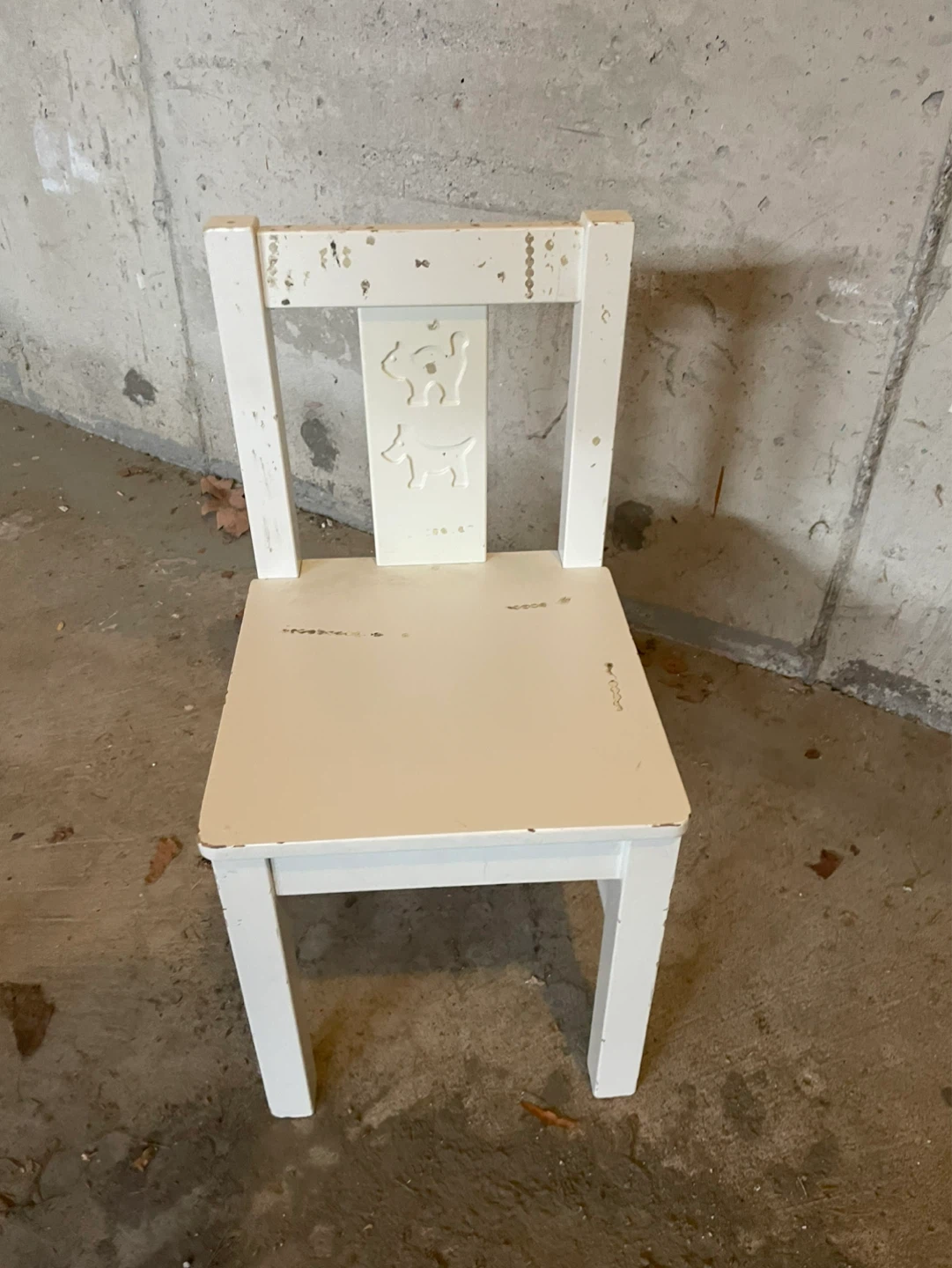 White Children's Chair with Animal Carvings
