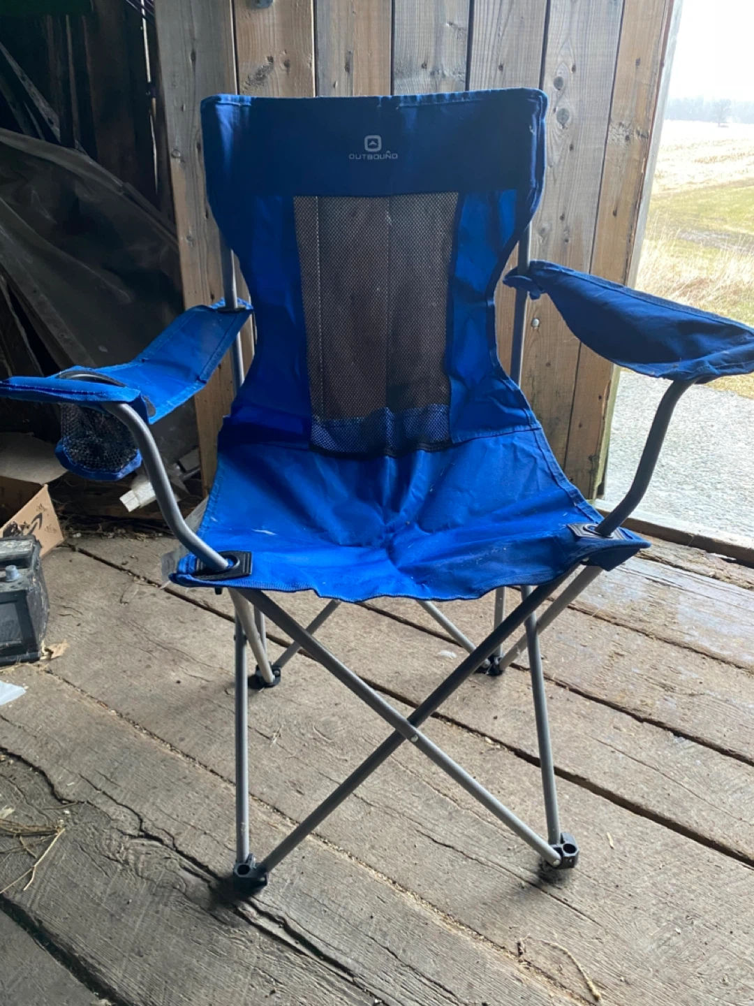 Outbound Blue and a green Camping Chair