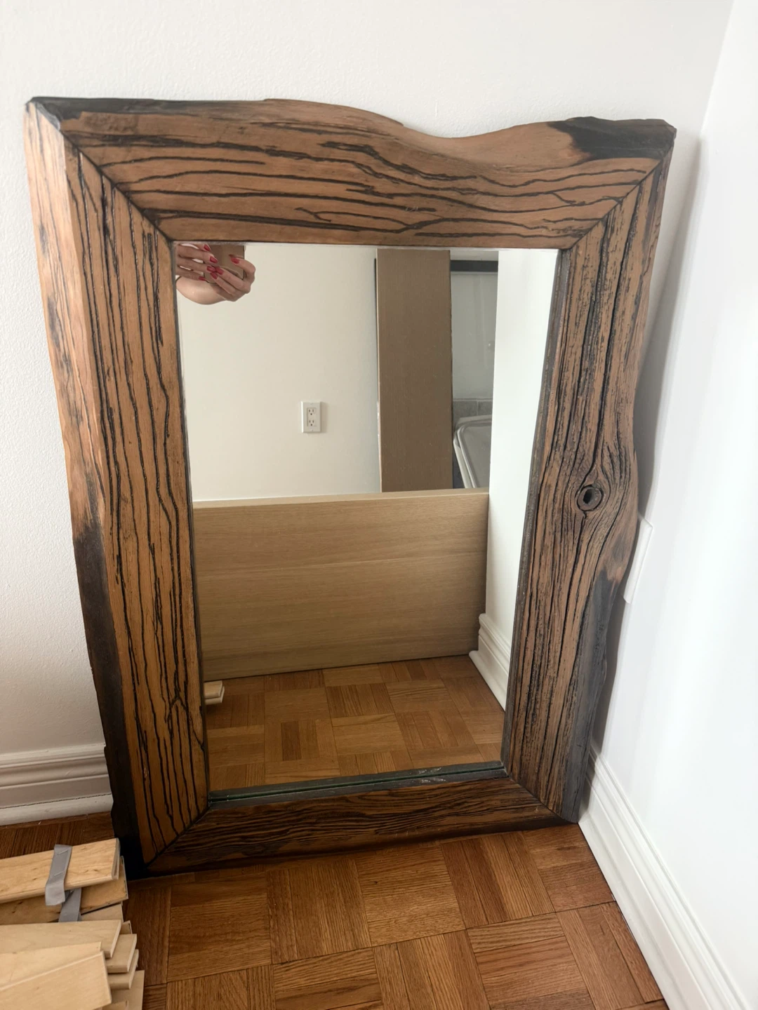 Hand made Wood Framed Mirror organic shape - photo 4
