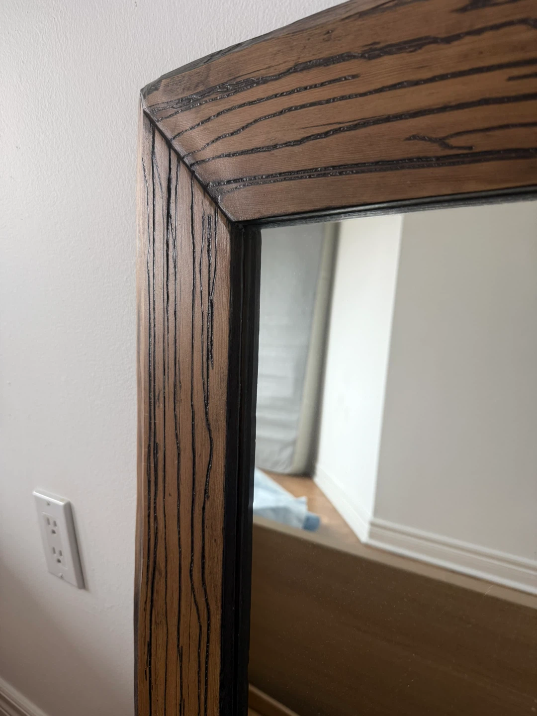 Hand made Wood Framed Mirror organic shape - photo 3