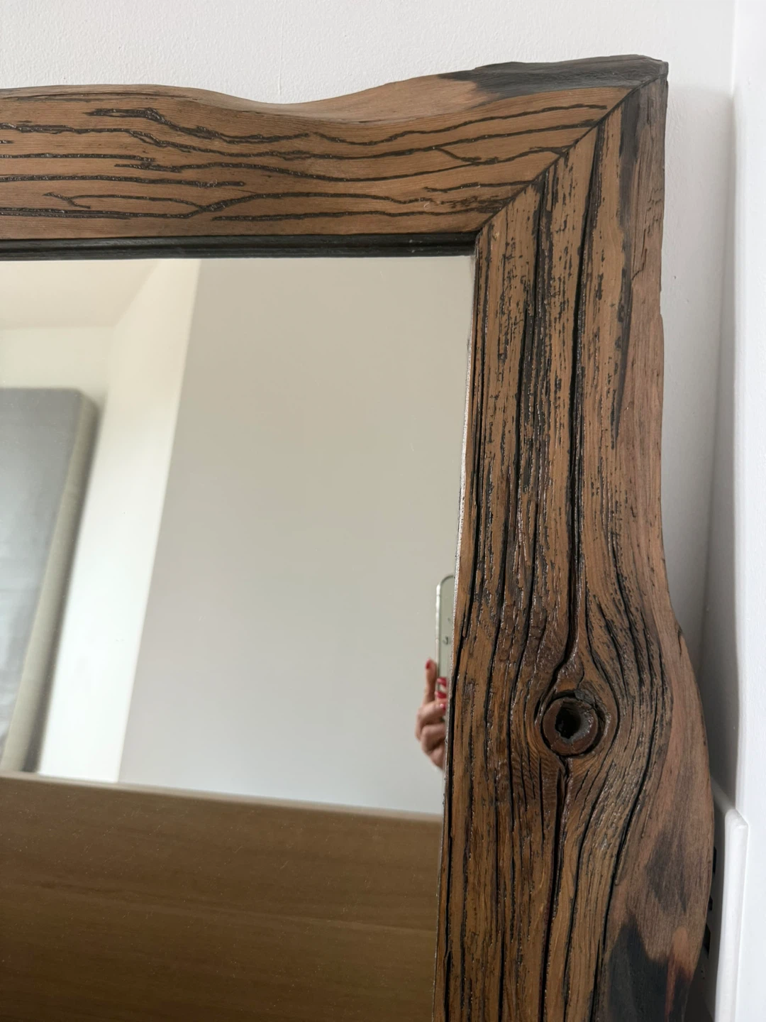 Hand made Wood Framed Mirror organic shape
