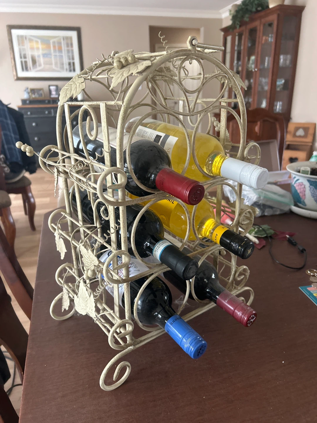 Decorative metal wine rack