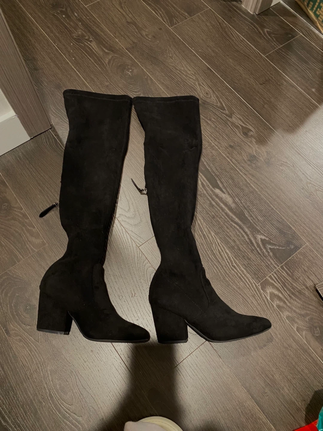 Black Over-the-Knee Suede Boots US8 - photo 3