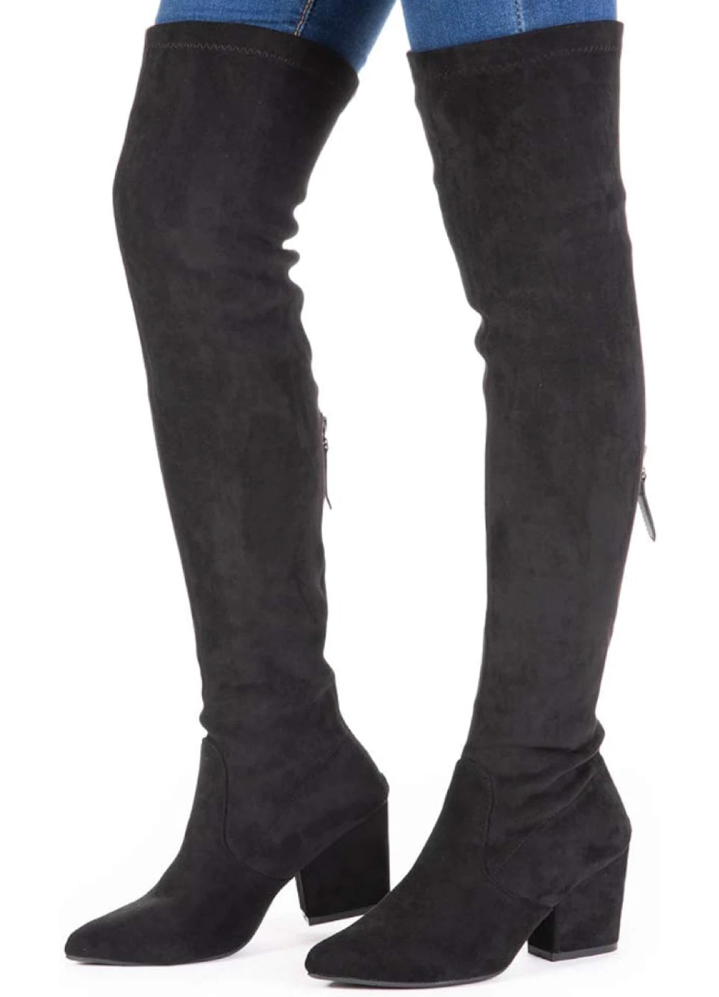 Black Over-the-Knee Suede Boots US8