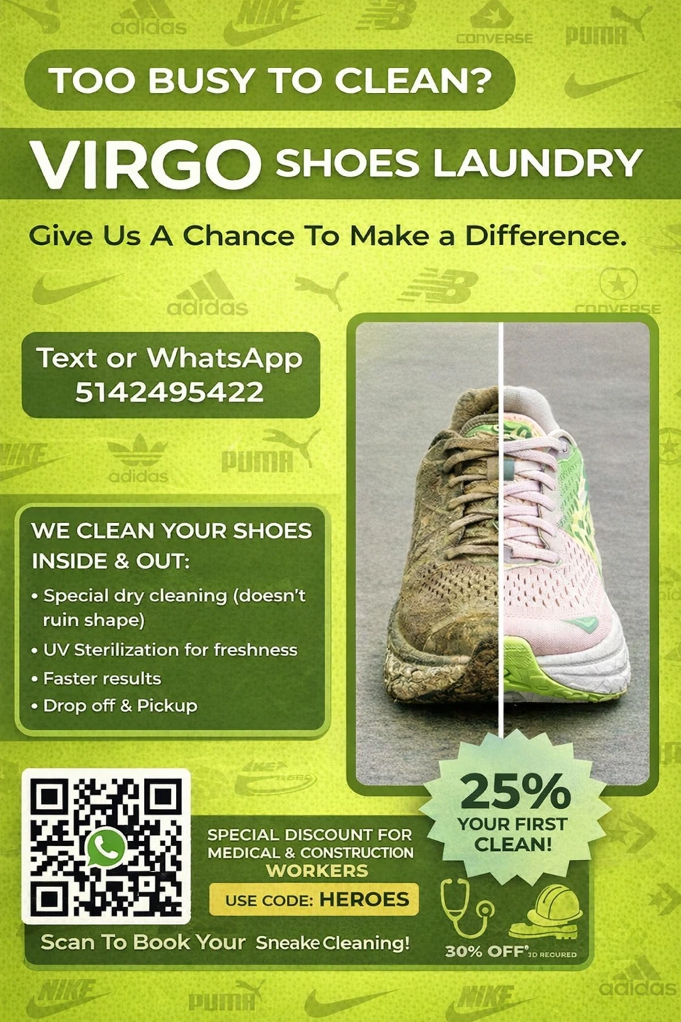 VirGo Sneaker & Work Boot Cleaning – Fast & Affordable