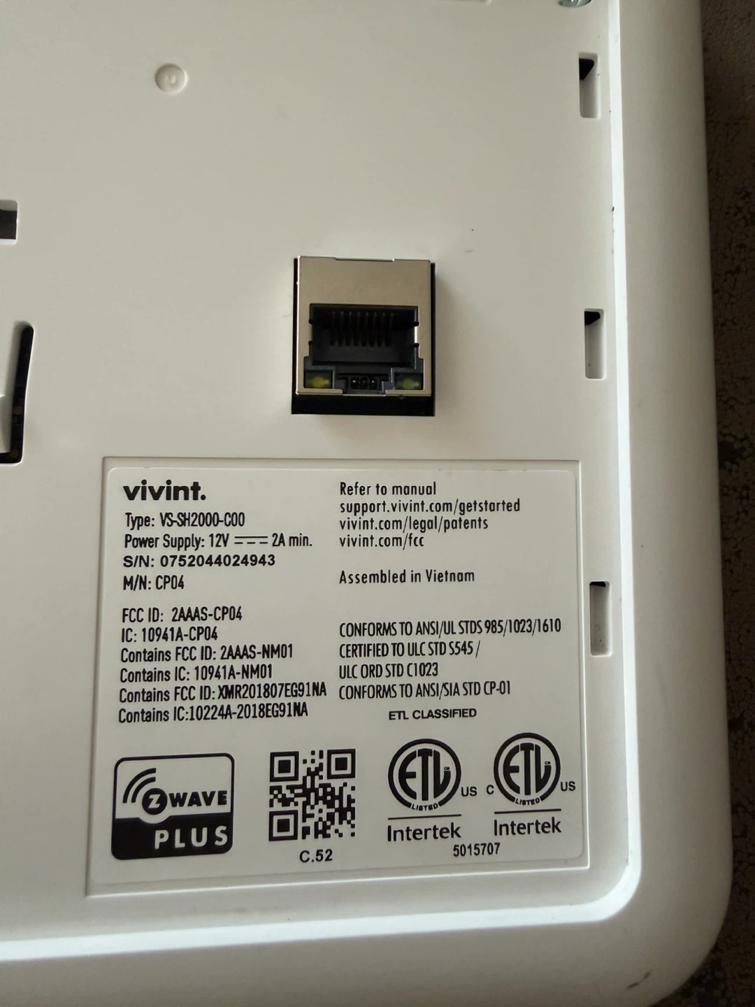 Vivint VS-SH2000 Smart Hub Panel Control Unit - photo 3