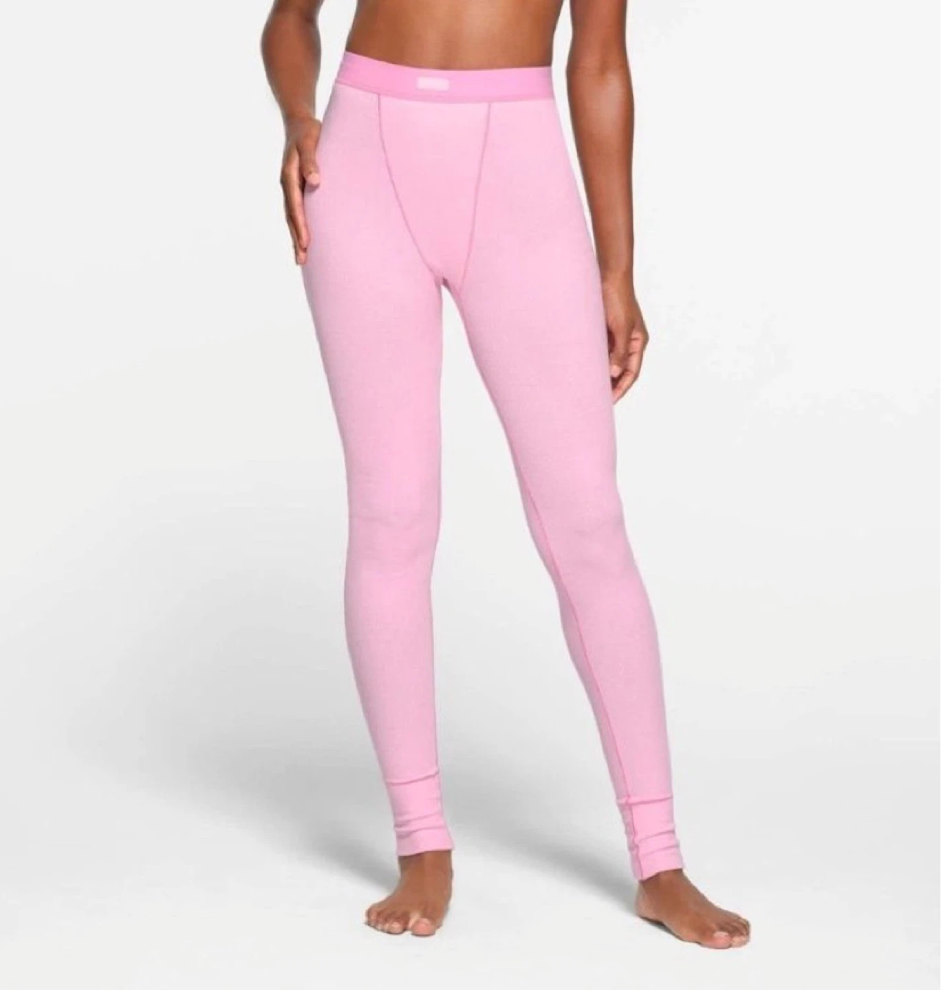 Pink Ribbed Thermal Leggings S/P