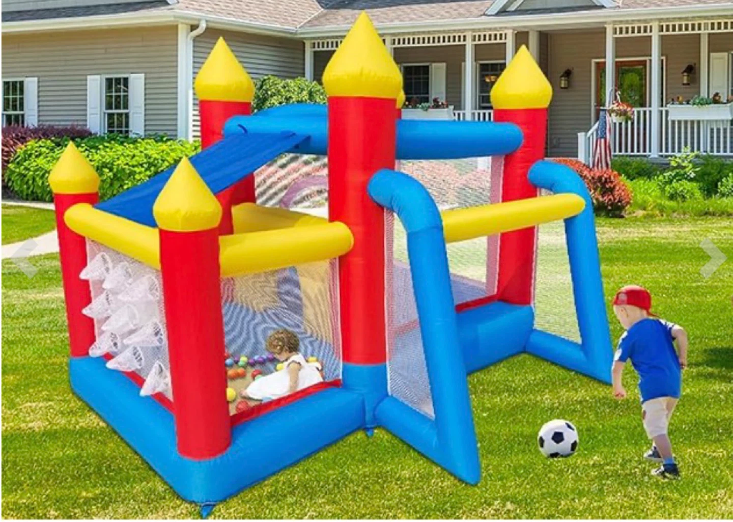 Kids Bounce House with Slide and Soccer Goal