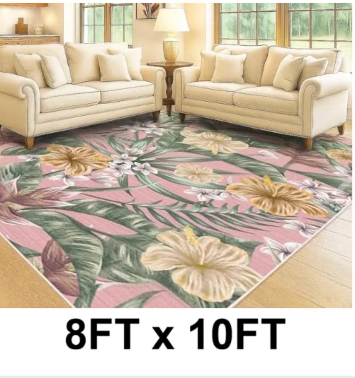 VALYRIUM Home Area Rug 8FT x 10FT Floral Pink
