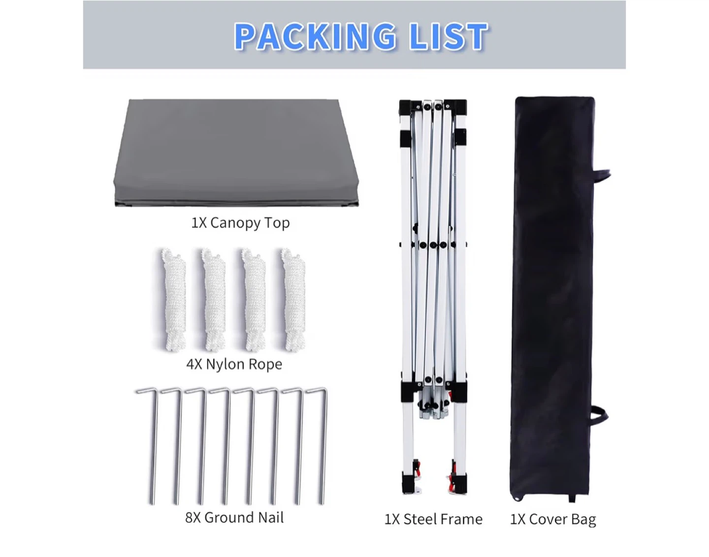10x10 ft Grey Canopy Tent with Carrying Bag - photo 4