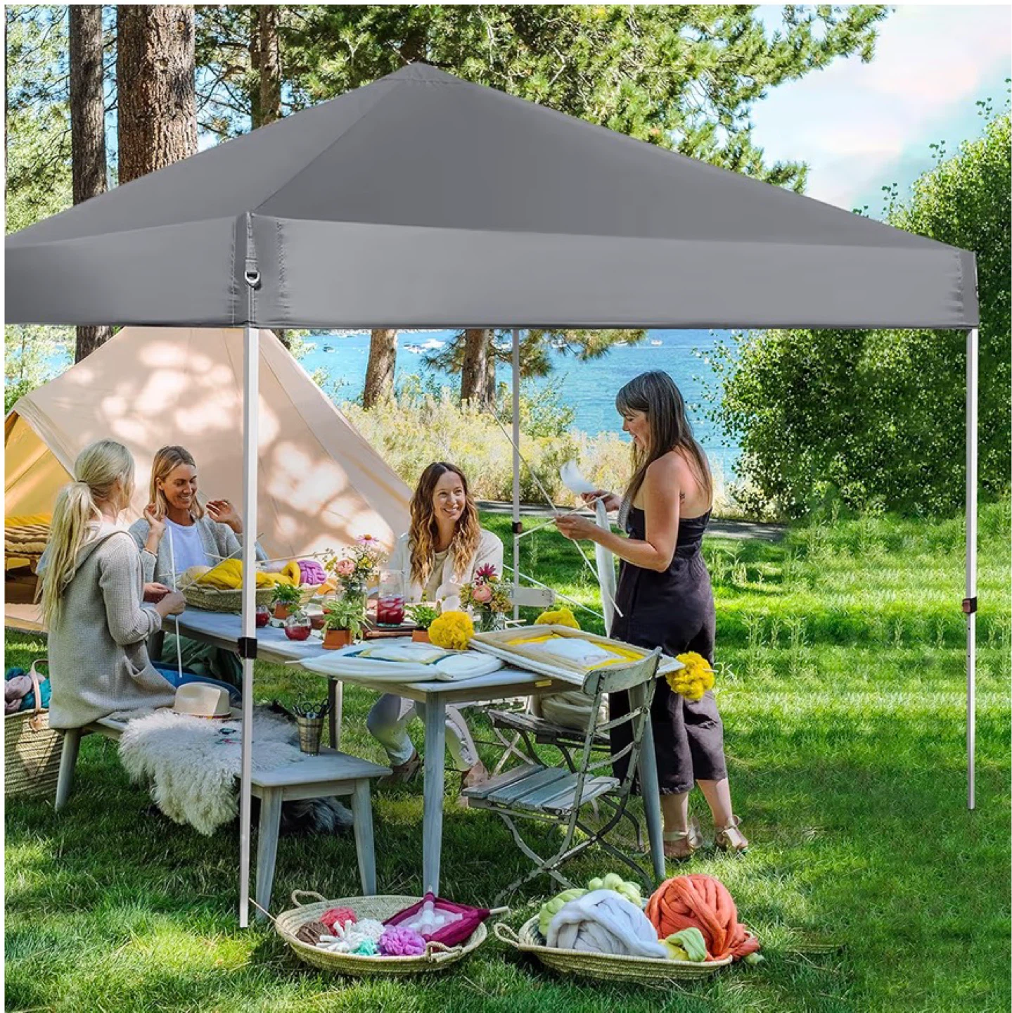 10x10 ft Grey Canopy Tent with Carrying Bag - photo 2