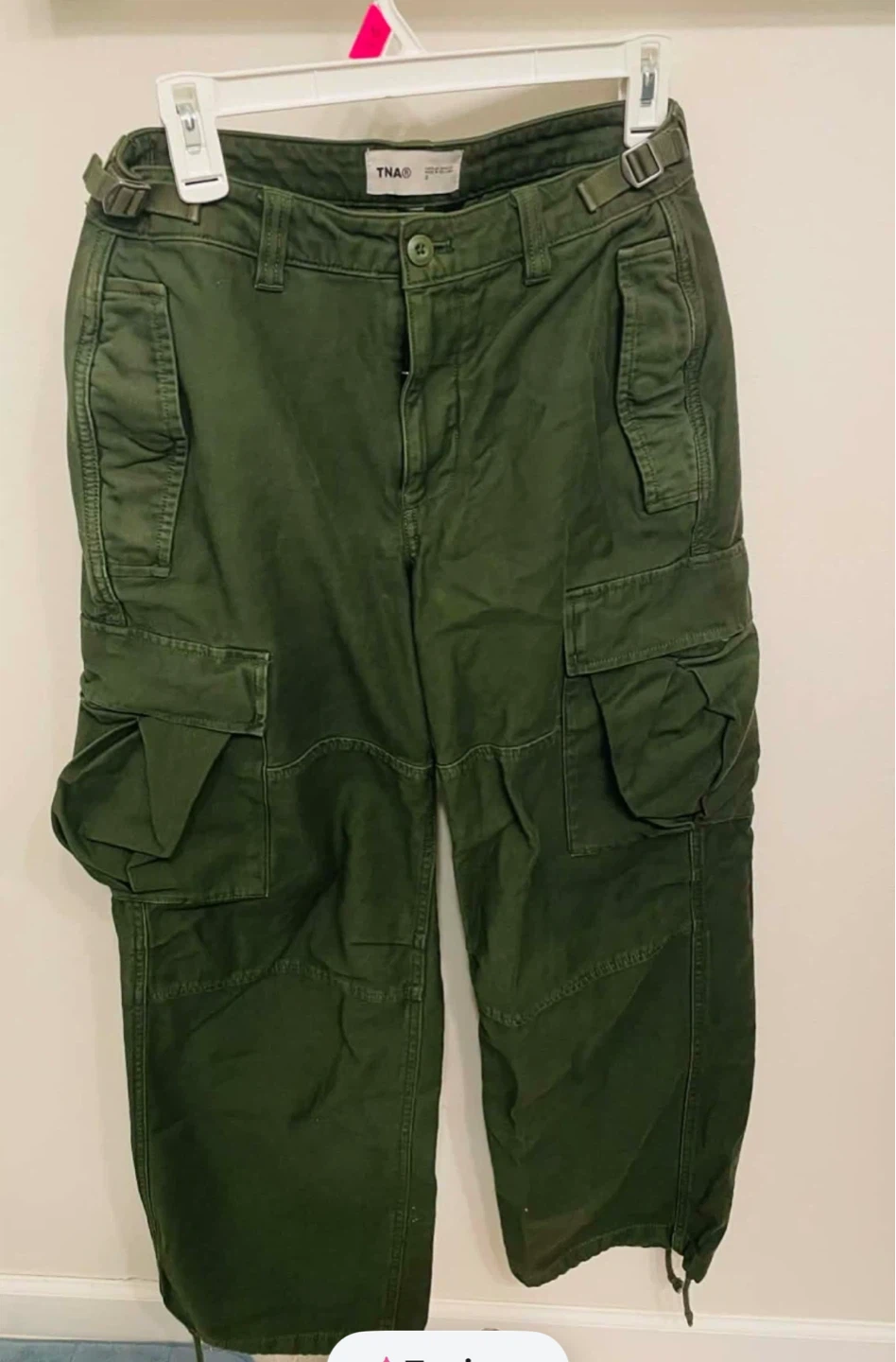 Aritzia TNA Green Denim Adjustable Cargo Pants Size 2