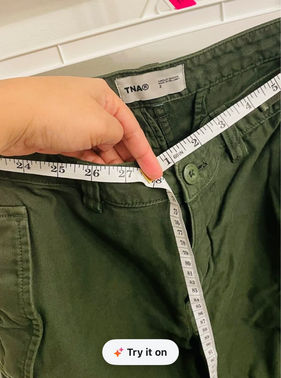 Aritzia TNA Green Denim Adjustable Cargo Pants Size 2 - photo 2