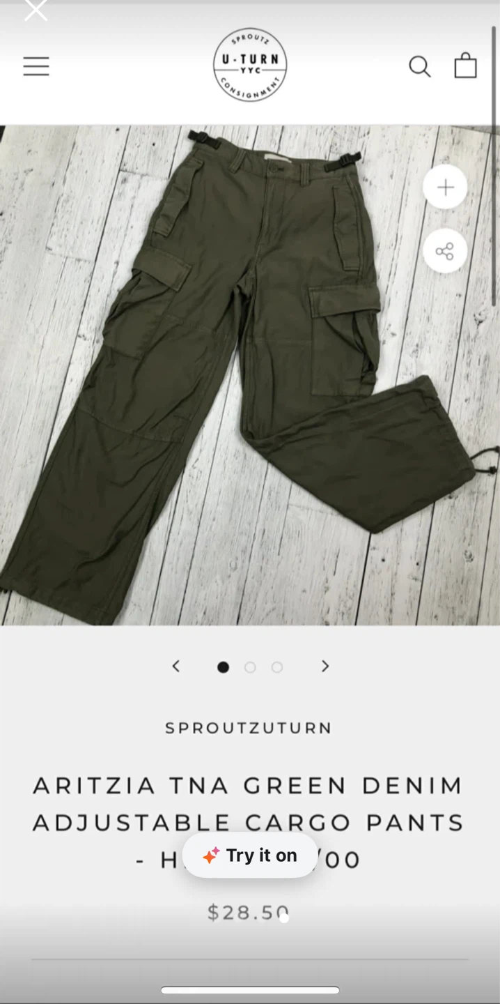 Aritzia TNA Green Denim Adjustable Cargo Pants Size 2 - photo 3