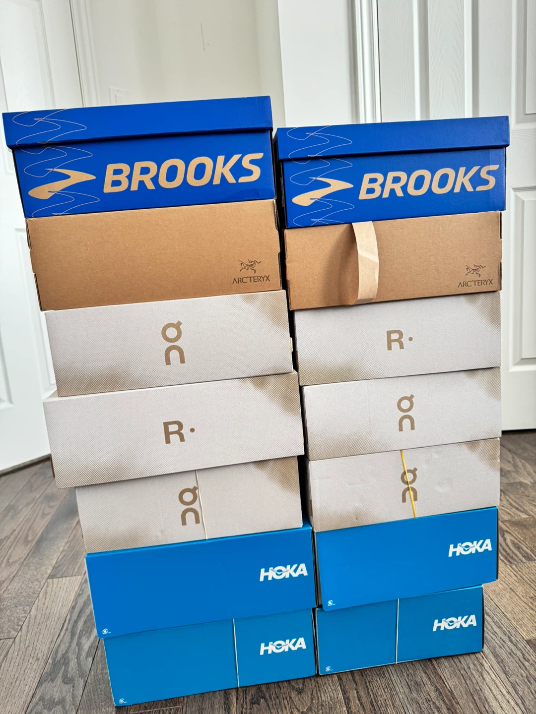 Assorted Shoe Boxes - Brooks, Hoka, On, Arc'teryx