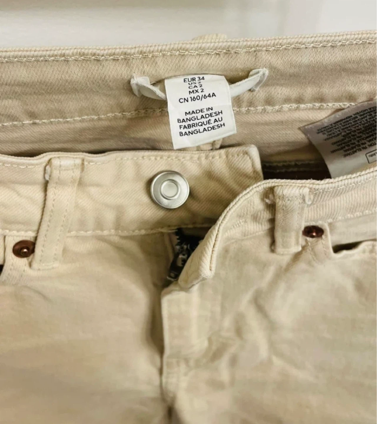 H&M Beige Straight Leg Jeans Size EUR 34 - photo 3