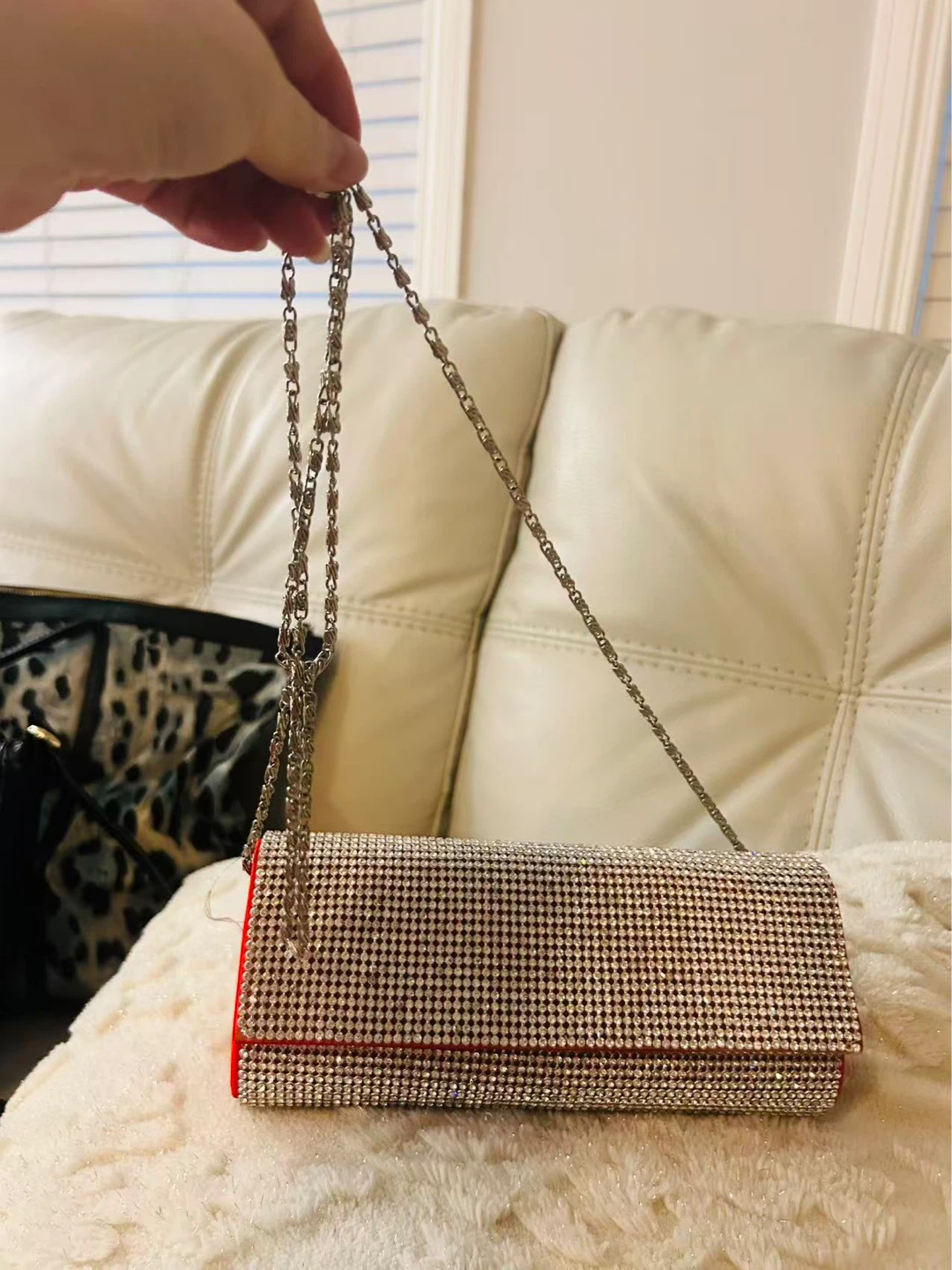 Sparkly Rhinestone Clutch with Chain - photo 5