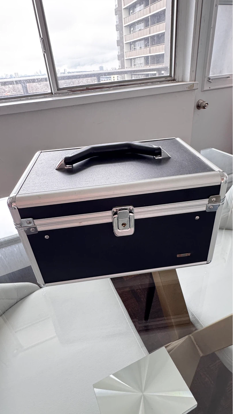 Black and Silver Makeup Train Case with Mirror