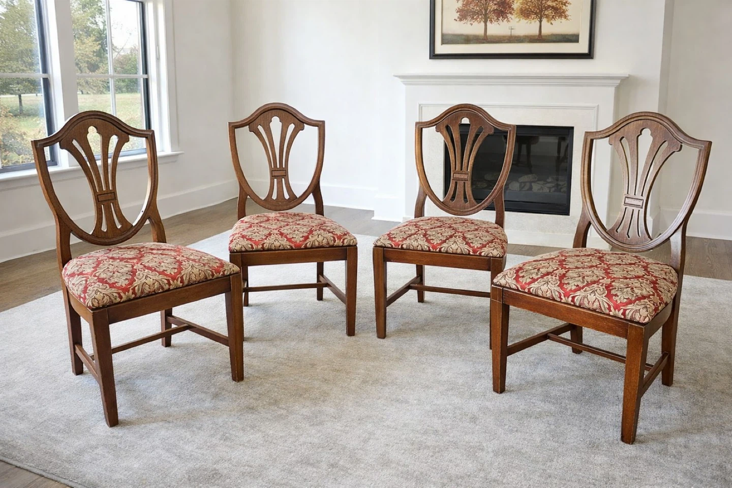 Set of 4 DREXEL DUNCAN Antique SOLID WOOD DINING CHAIRS