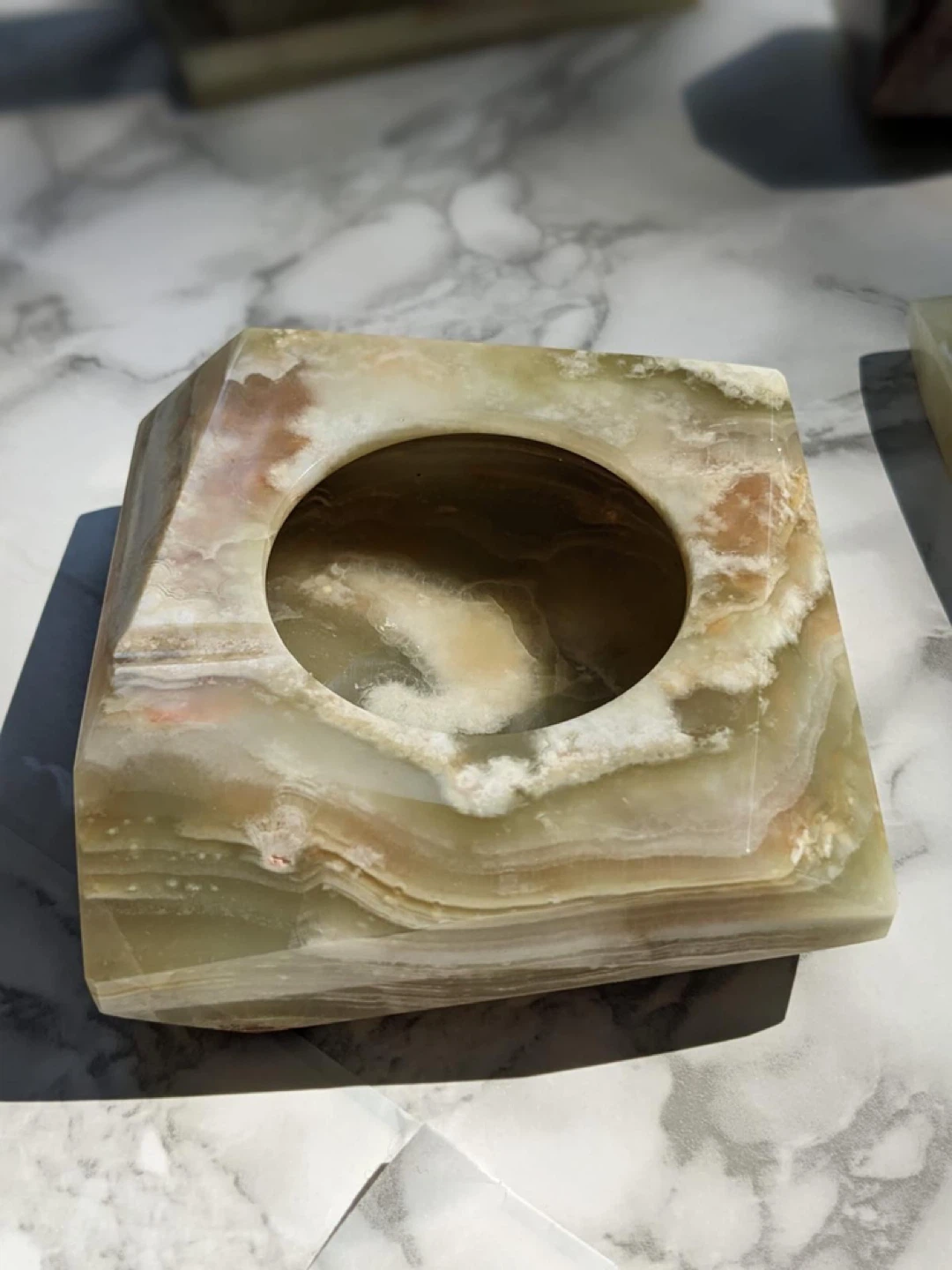 Green Onyx Stone Ashtray Holder - photo 4