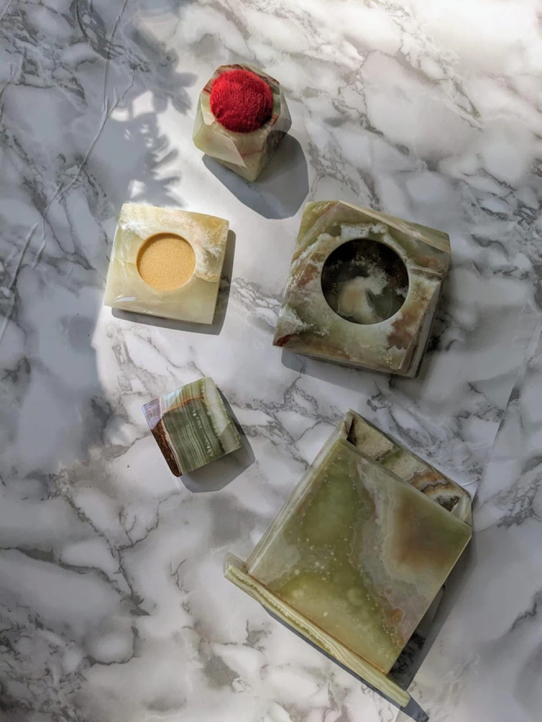 Green Onyx Stone Ashtray Holder