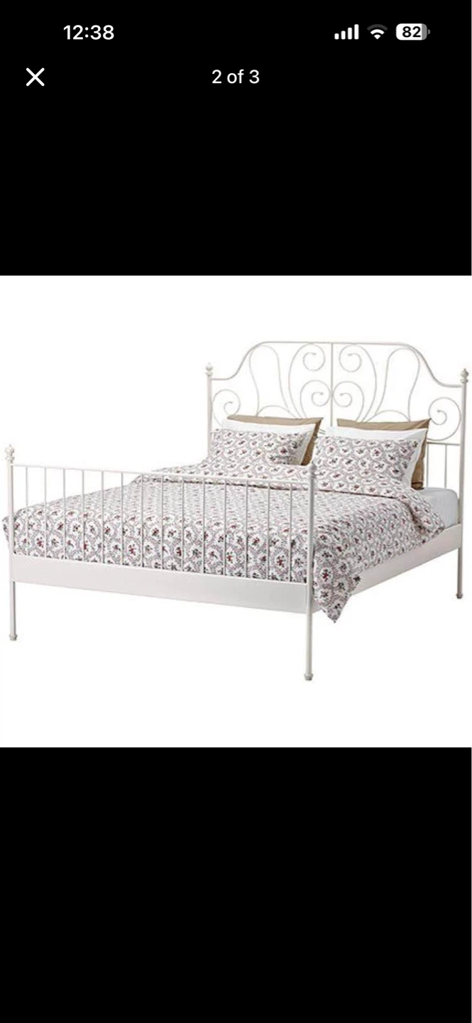 IKEA White Metal Bed Frame - Queen Size - photo 2