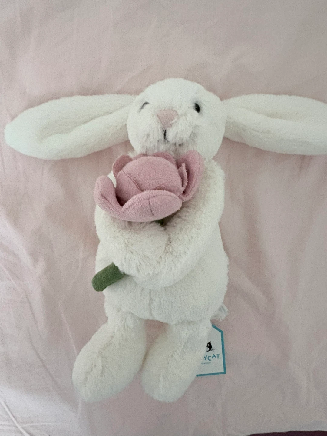 BNWT retired jellycat bashful bunny holding peony - photo 2