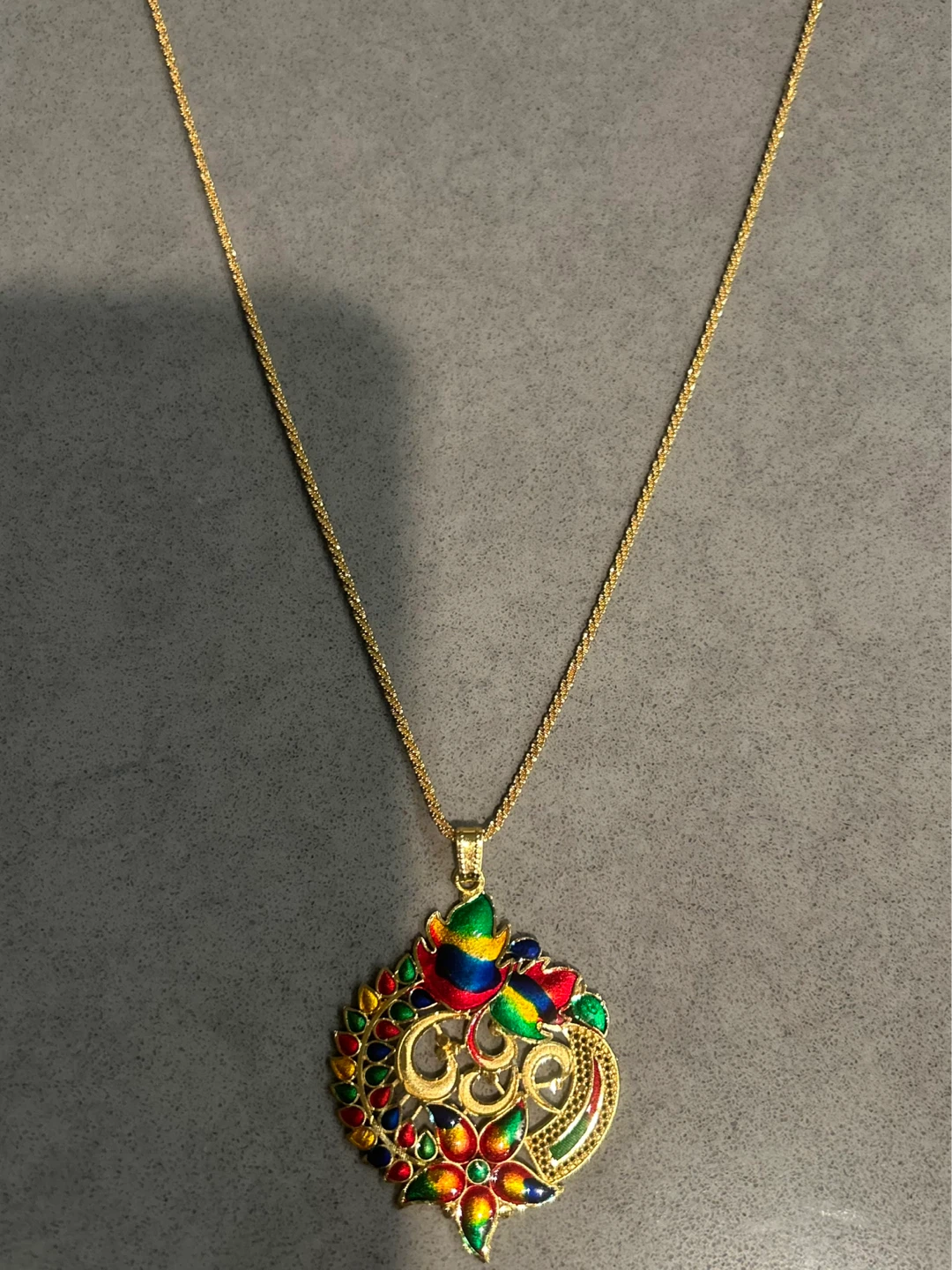 NEW Gold-Tone Necklace and Earring Set with Colourful Pendant - photo 3