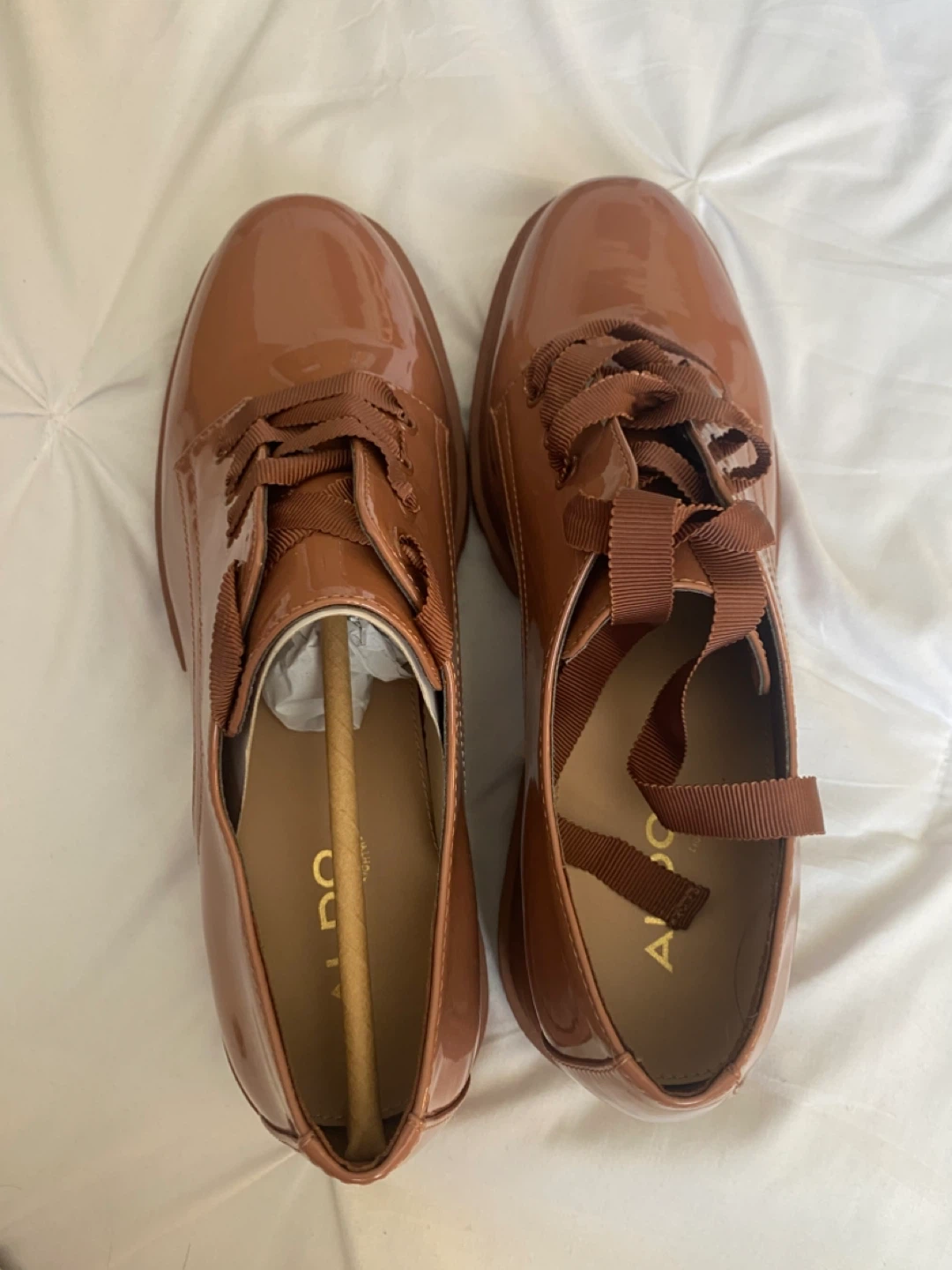 ALDO Brown Patent Lace-Up Chunky Sole Oxfords - photo 3