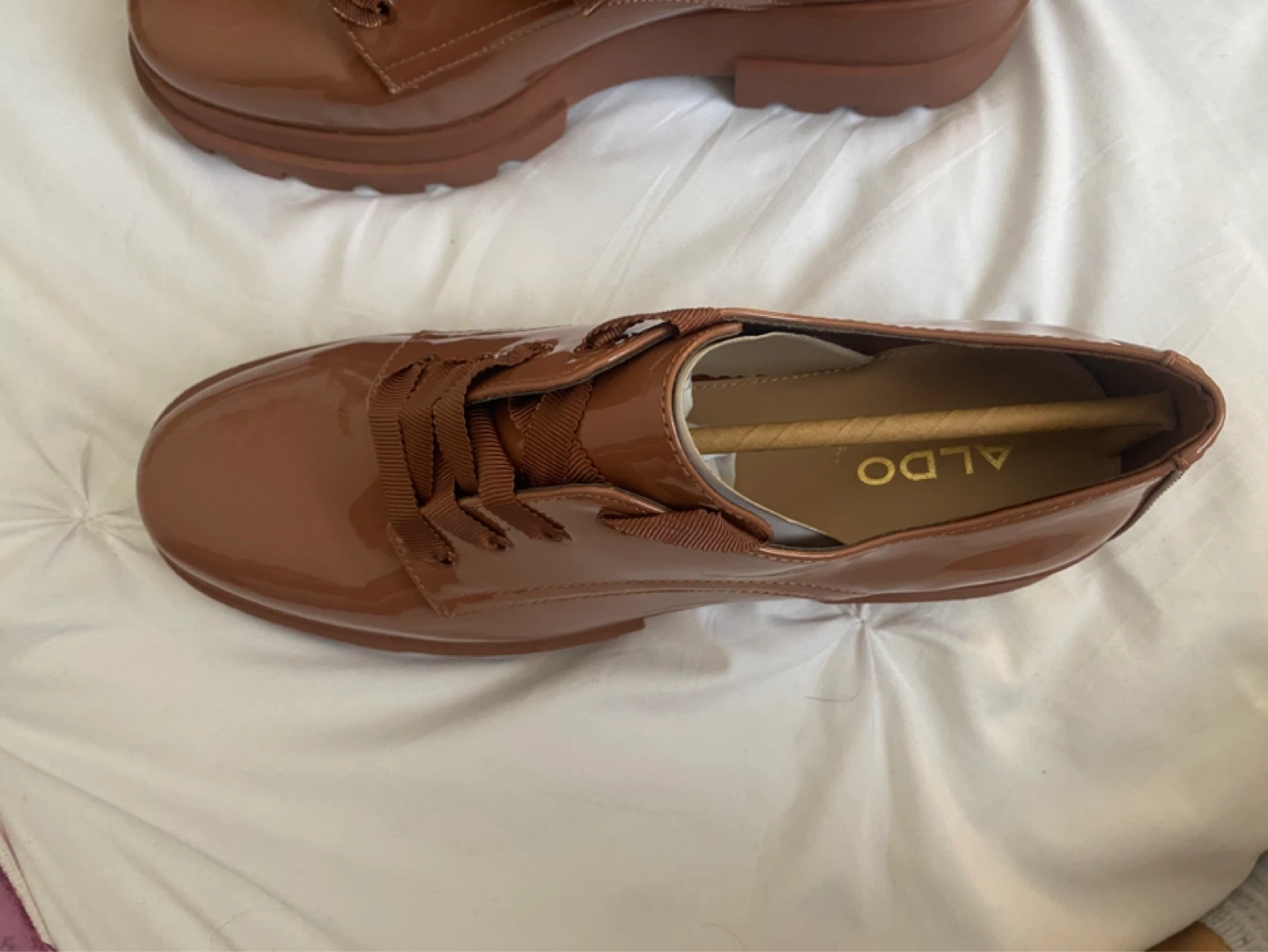 ALDO Brown Patent Lace-Up Chunky Sole Oxfords - photo 2