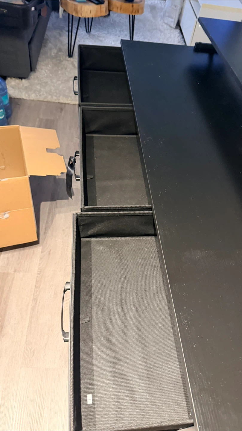 Black Desk with Drawers and Monitor Stand - photo 3