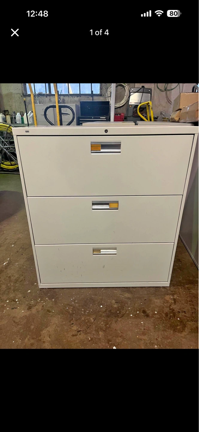 3-Drawer Metal Filing Cabinet - Beige
