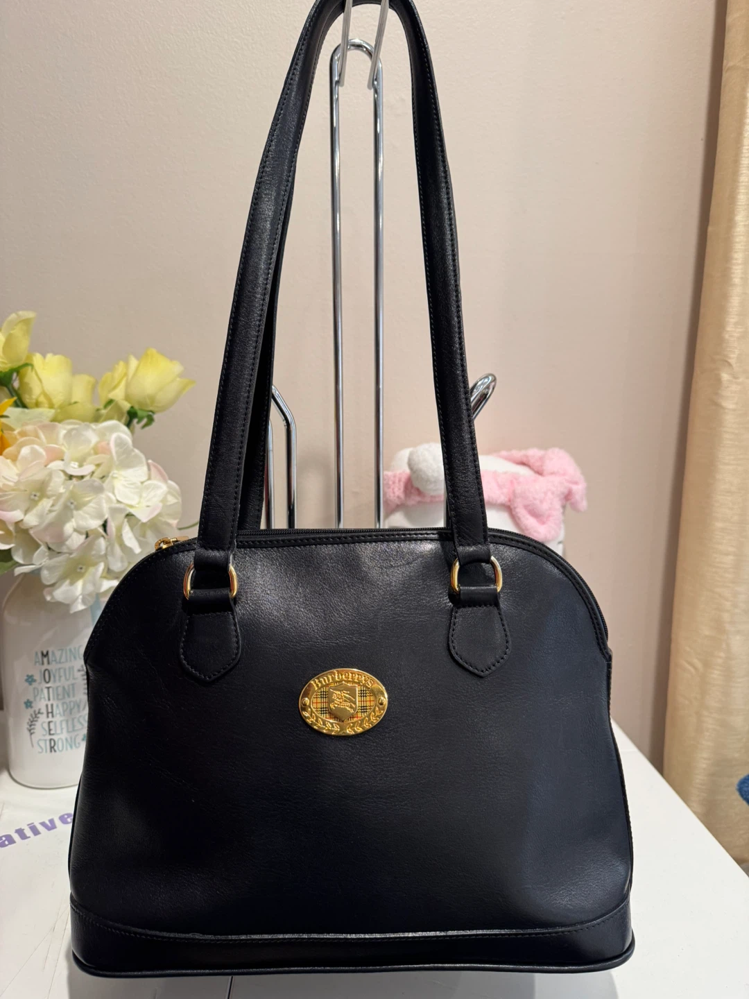 Black Leather Burberry Shoulder Bag