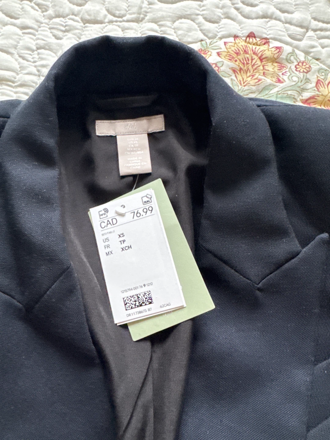 H&M Double-Breasted Blazer - Black, Size XS - photo 2