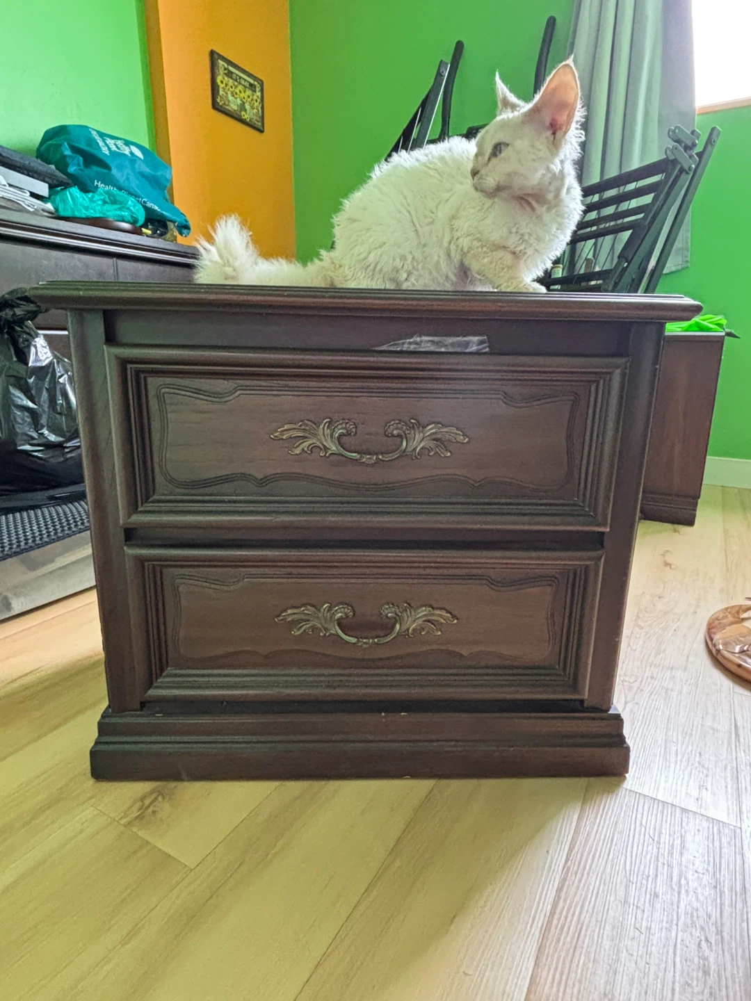 Dark Wood Nightstand x 2 with 2 Drawers - photo 2