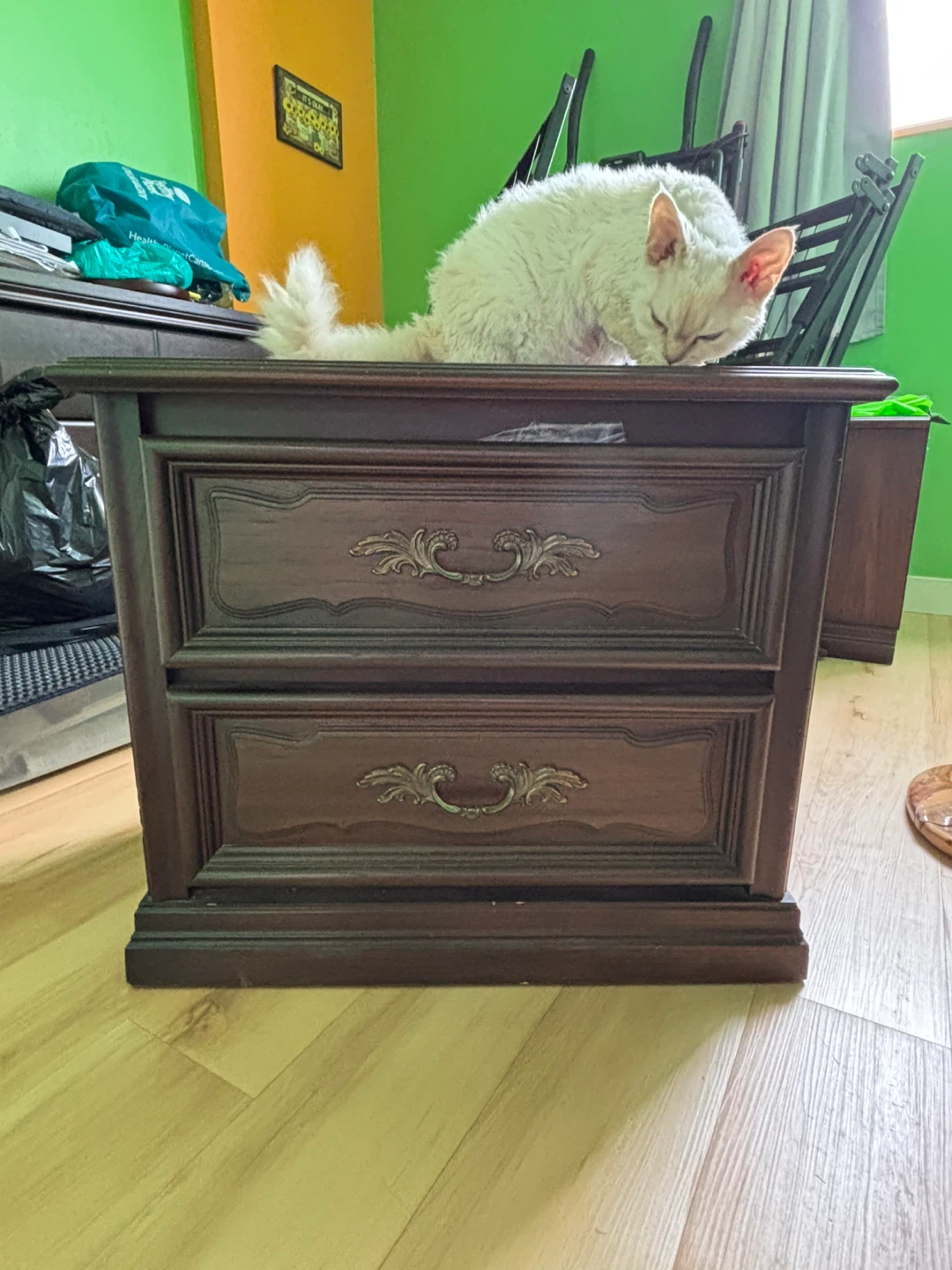 Dark Wood Nightstand x 2 with 2 Drawers
