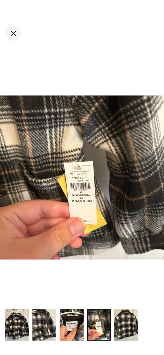 Old Navy Plaid Jacket Size 3T - photo 4
